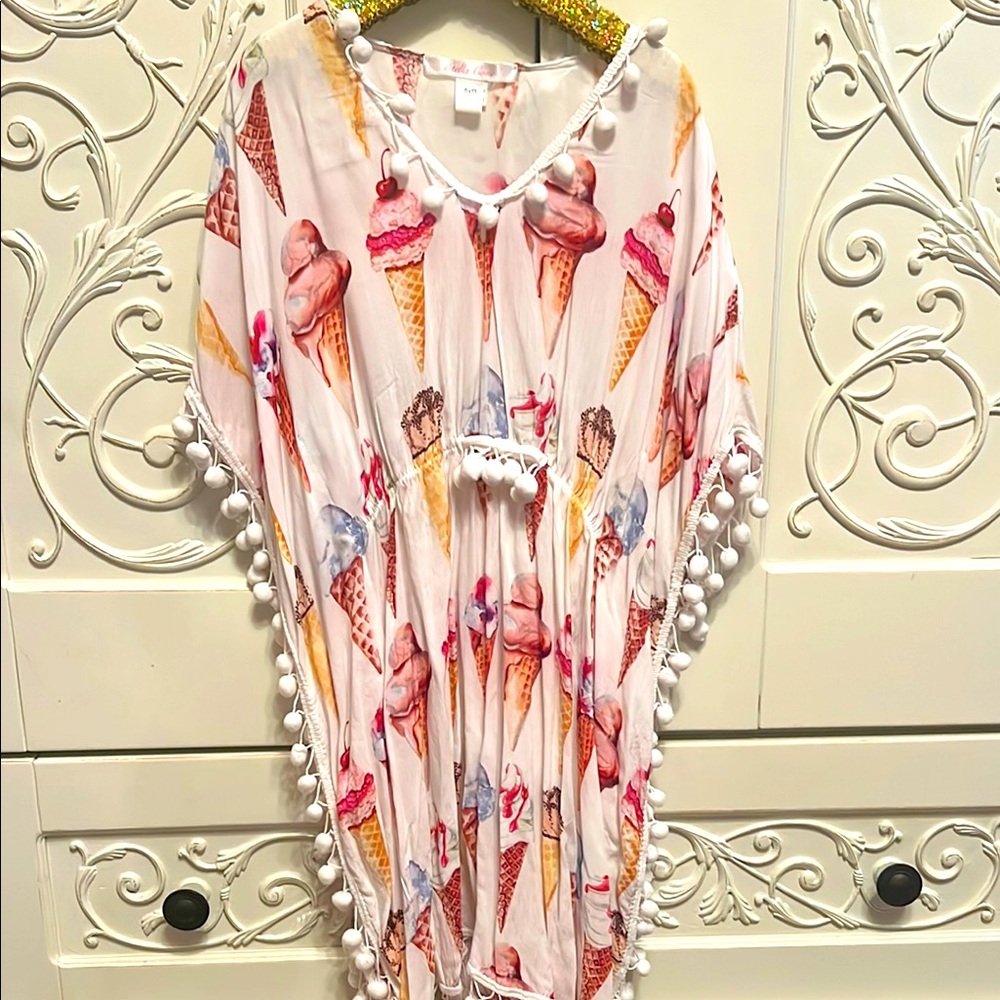 Stella Cove Ice Cream Print Kaftan with Pom Pom Trim size 6
